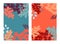 Vector set of vibrant hand drawn autumn tree leaves backgrounds with negative space - banners, posters, cover design