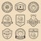 Vector set of vintage Back to School labels. Retro signs, icons collection with educational equipment.