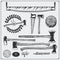 Vector set of vintage carpentry tools. Axes and saws.