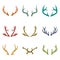 Vector set of vintage deer antlers