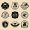 Vector set of vintage hipster coffee logos. Modern cafe shop, restaurant icons, emblems collection.