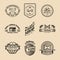 Vector set of vintage hipster logo. Retro icons collection of bicycle, moustache, camera etc.