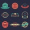 Vector set of vintage hipster logos. Retro icons collection of bicycle, moustache, camera etc