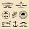 Vector set of vintage hipster logos. Retro icons collection of bicycle, moustache, camera etc