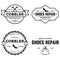 Vector set of vintage logos, labels, badges, emblems or logotypes elements for shoemaker, shoes shop and shoes repair