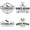 Vector set of vintage logos, labels, badges, emblems or logotypes elements for shoemaker, shoes shop and shoes repair