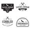 Vector set of vintage logos, labels, badges, emblems or logotypes elements for shoemaker, shoes shop and shoes repair