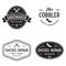 Vector set of vintage logos, labels, badges, emblems or logotypes elements for shoemaker, shoes shop and shoes repair