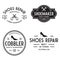 Vector set of vintage logos, labels, badges, emblems or logotypes elements for shoemaker, shoes shop and shoes repair