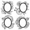 Vector set of vintage oval frames with flowers