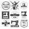 Vector set of vintage sewing logo, design elements and emblems. Tailor shop labels