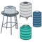 Vector set of water storage tank