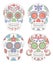 Vector Set of Watercolor Style Day of the Dead Skulls