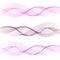 Vector set of waves on white background. Lilac and pink waves.