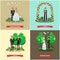 Vector set of wedding ceremony posters in flat style