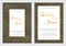 Vector set of wedding invitations. On a dark black gray background with gold lines, stripes, guides. In a decorative rectangle