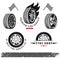 Vector set of wheels, tires and tracks for use in icons and logo