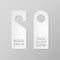 Vector Set of White Blank Paper. Hotel door hanger tags Isolated on gray background.