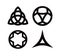 Vector Set of Wiccan symbols and icons isolated on white backgrounds. Pagan triquetra and Celtic Knot and other signs.