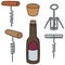 Vector set of wine opener