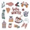 Vector set of winter cozy elements