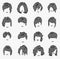 Vector set of women hairstyles