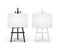 Vector Set of Wooden Black White Easels with Mock Up Empty Blank Horizontal Canvases Isolated on Background