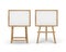 Vector Set of Wooden Brown Sienna Art Boards Easels with Mock Up Empty Blank Horizontal Canvases in Frame Isolated on