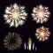 Vector Set yellow firework on black background. Night sky with s