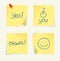 Vector set of yellow sticky Notes and text