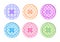 Vector sewing buttons orange, blue, green, purple, pink, red, pastel colors with different textures with holes and sewing threads