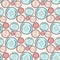 Vector sewing buttons seamless pattern with threads round clothing dressmaking tool illustration