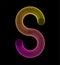 Vector shaped letter S constructed with circles and yellow and pink gradient