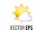 Vector shinny gradient yellow sun behind small white cloud icon