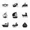 Vector ship and boat icon set