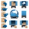 Vector Shipment Trucks Icons set 3