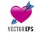 Vector shocking pink heart icon with love cupid arrow