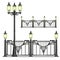 Vector shod street fence with lanterns - isolated