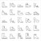 Vector Shoes footwear outline line stroke icons set