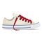 Vector shoes, gumshoes white with red shoelaces, isolated