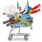 Vector Shopping Cart with Sport Goods