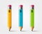 Vector short pencil, realistic pencil isolated cartoon with rubber eraser