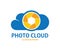 Vector shutter camera photo gallery cloud online cloud storage logo design