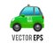 Vector side of hong kong green city taxi car icon with gradient blue window