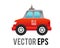 Vector side of hong kong red city taxi car icon with gradient blue window
