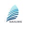 Vector sign blue sailing with strip