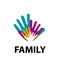 Vector sign family, many colored hands