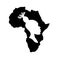 Vector silhouette of black Africa with white african woman head