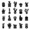 Vector silhouette of desert plants. Monochrome illustrations of decorative cactus in pots. Western icons