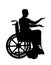 Vector silhouette disabled in a wheelchair expressing bewilderment